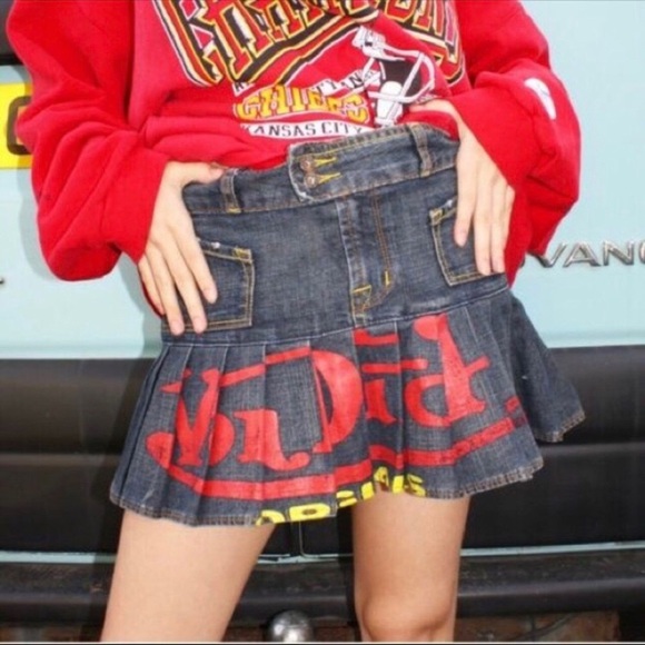 Vintage RARE Von Dutch Micro Mini Pleated Skirt Y2K EARLY 2000s Small - Picture 3 of 4